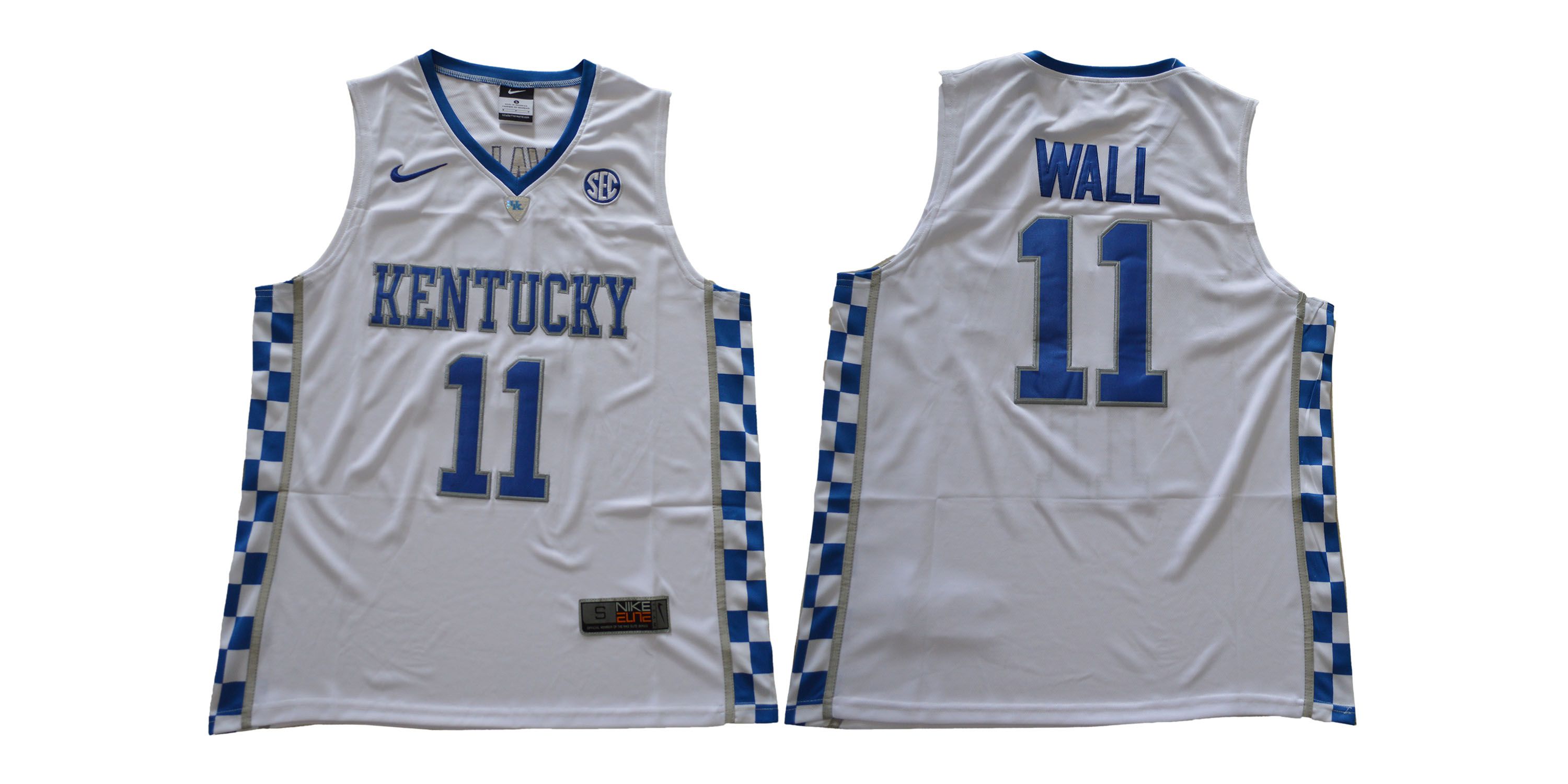 Men Kentucky Wildcats 11 Wall White NCAA Jerseys